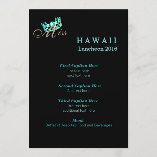 Carte du programme Miss USA Black Shimmer Luncheon (Devant)