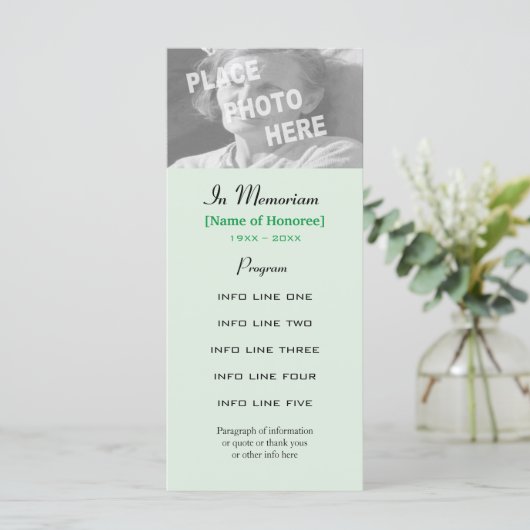 Carte du programme photo du service commémoratif (Debout devant)