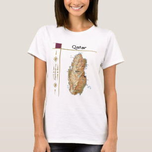 Carte du Qatar + Indicateur + Titre T-shirt