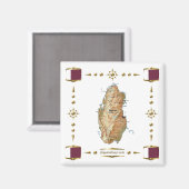 Carte du Qatar + Magnet des drapeaux (Recto/Verso)