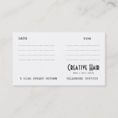 Carte du rendez-vous du coiffeur (Dos)