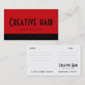 Carte du rendez-vous du coiffeur (Devant / Derrière)