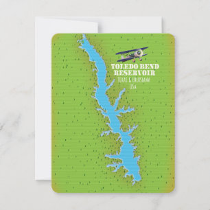 Carte du réservoir Toledo Bend Texas & Louisiane