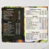 Carte du restaurant (Dos)