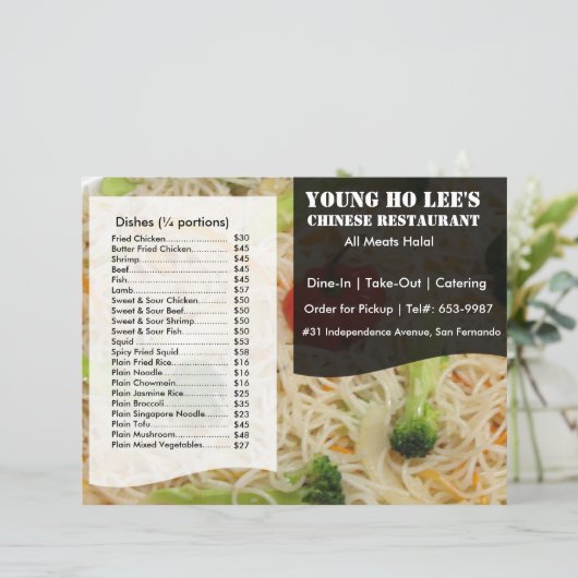 Carte du restaurant (Debout devant)