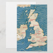 Carte du Royaume-Uni Affiche Vintage (Devant / Derrière)