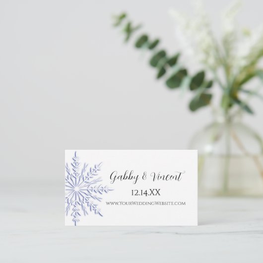 Carte du site Web de mariage d'hiver Blue Snowflak (Debout devant)