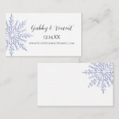 Carte du site Web de mariage d'hiver Blue Snowflak (Devant / Derrière)