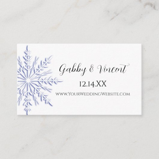 Carte du site Web de mariage d'hiver Blue Snowflak (Devant)