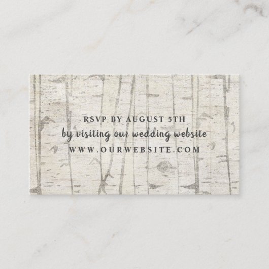 Carte du site web rsvp de mariage de bois de boule (Devant)