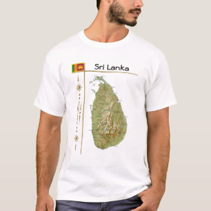 Carte du Sri Lanka + Drapeau + Titre T-shirt