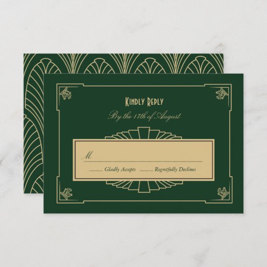 Carte du style RSVP d'art déco (Devant / Derrière)