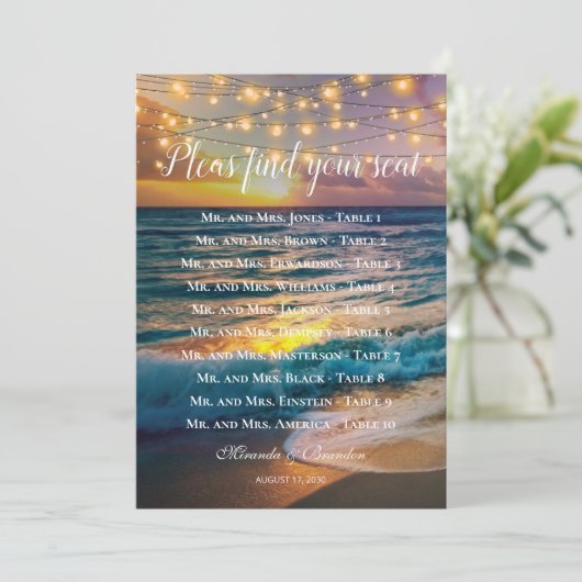 Carte du tableau de bord de la table de mariage Su (Debout devant)