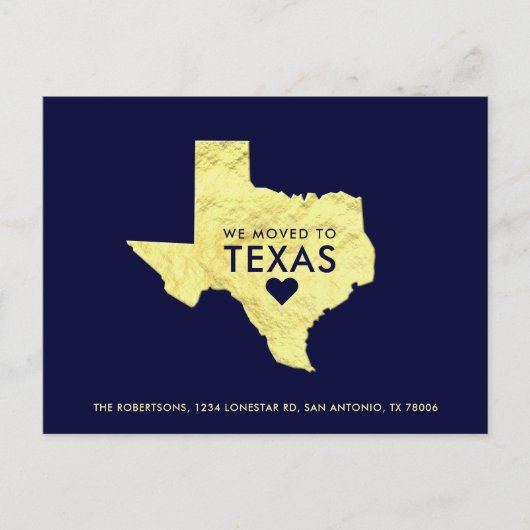 Carte du Texas métallisé or Bleu marine Nouvelle a (Devant)