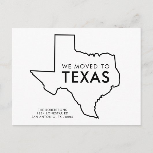 Carte du Texas noir et blanc Nouvelle adresse (Devant)