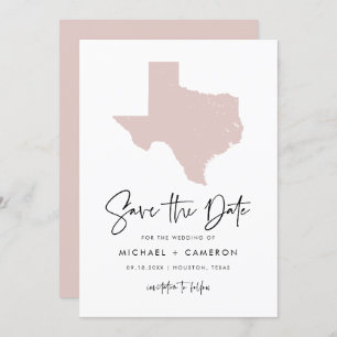 Carte du Texas rose vif Script minimaliste moderne
