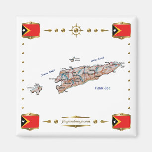 Carte du Timor Oriental + Pavillons Magnet