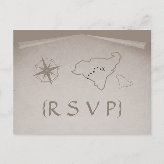 Carte du Trésor Carte postale RSVP, Beige (Devant)