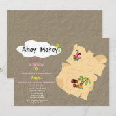 Carte du trésor Invitation d'anniversaire (Devant / Derrière)