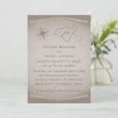 Carte du trésor Invitation de mariage, Beige (Debout devant)