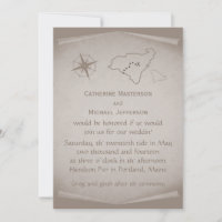 Carte du trésor Invitation de mariage, Beige