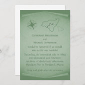 Carte du trésor Invitation de mariage, vert (Devant / Derrière)