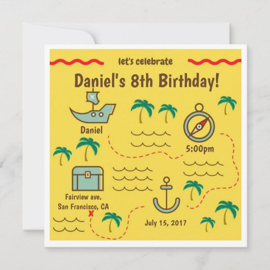 Carte du trésor Invitations d'anniversaire (Devant)