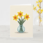 Carte du Vase de Fleurs Printanières Rayées (Fleur jaune)
