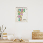 Carte du Vermont, Carte vintage, poster vintage (Cuisine)