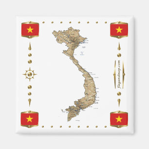 Carte du Vietnam + Magnet des drapeaux