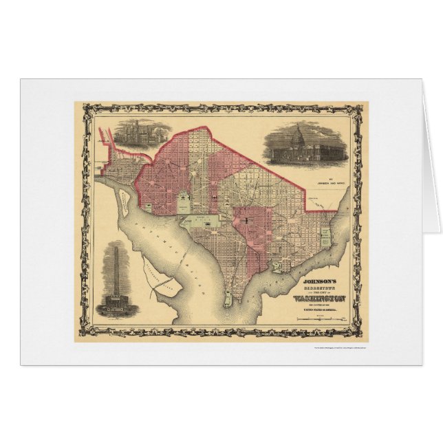 Carte du Washington DC et de Georgetown 1862 (Devant horizontal)