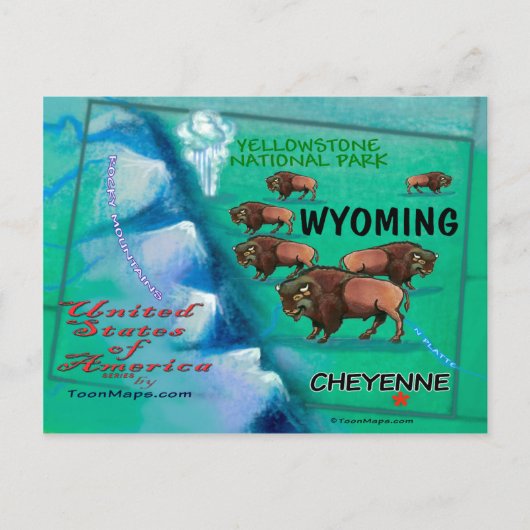 Carte du Wyoming USA Fun (Devant)