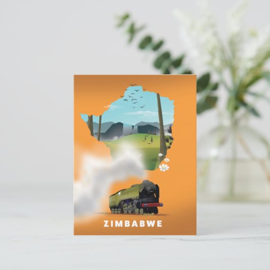 Carte du Zimbabwe affiche illustrée (Debout devant)