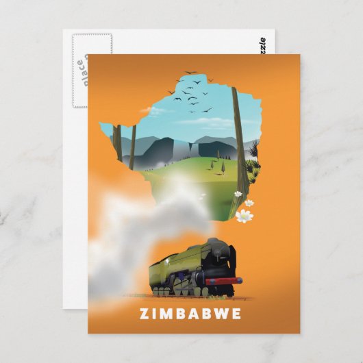 Carte du Zimbabwe affiche illustrée (Devant / Derrière)