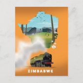 Carte du Zimbabwe affiche illustrée (Devant)