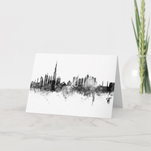 Carte Dubaï Skyline noir blanc (Devant)