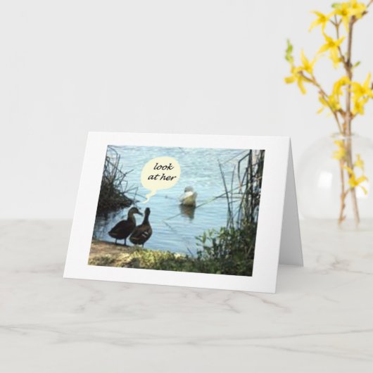 CARTE DUCK HUMOUR=NE PARTEZ PAS/N'OUBLIEZ PAS LE GROUPE  (Fleur jaune)