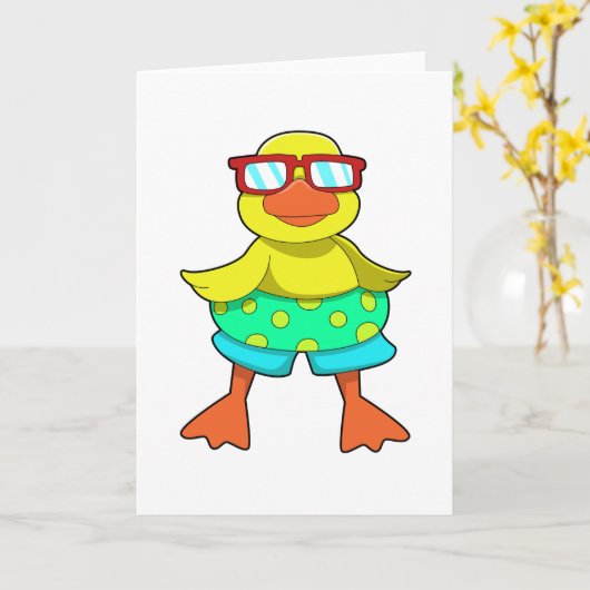 Carte Duck with Swim ring & Sung (Fleur jaune)