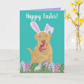 Carte Dudley Labrador Retriever Pâques (Fleur jaune)