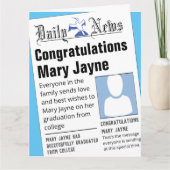 Carte Dummy Newspaper Headlines Graduation (Devant)