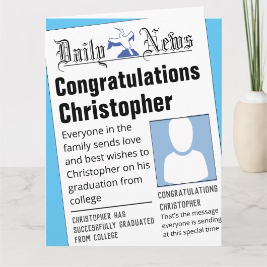 Carte Dummy Newspaper Headlines Graduation (Devant)