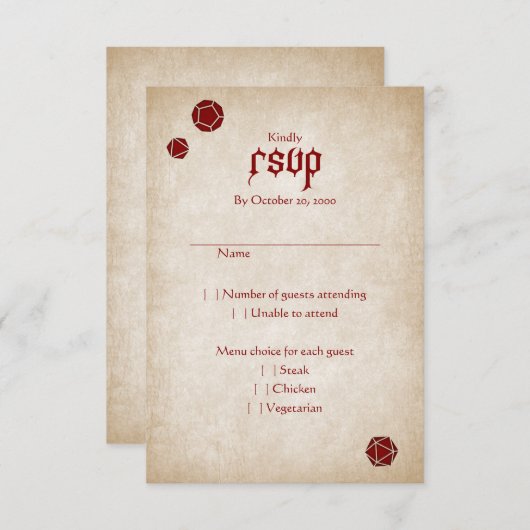 Carte Dungeon RPG Gamer Mariage (Devant / Derrière)