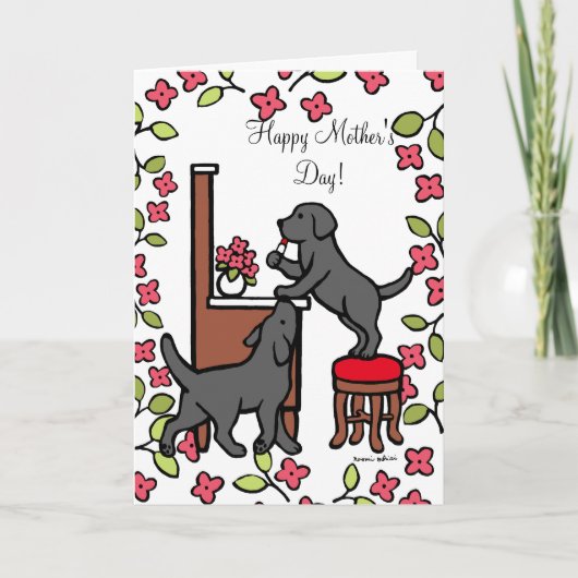 Carte Duo de marionnettes du Black Lab de maman (Devant)