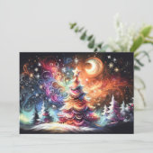 Carte Dur Pastel Dessin Noël Arbres de Noël Whimsy (Debout devant)