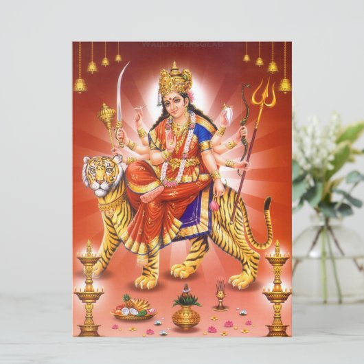Carte Durga Tiga, déesse hindoue (Debout devant)