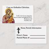 Carte d'urgence chrétienne orthodoxe (Devant / Derrière)