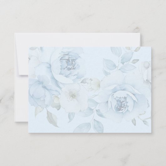 Carte Dusty bleu floral élégant nuptiale merci (Dos)