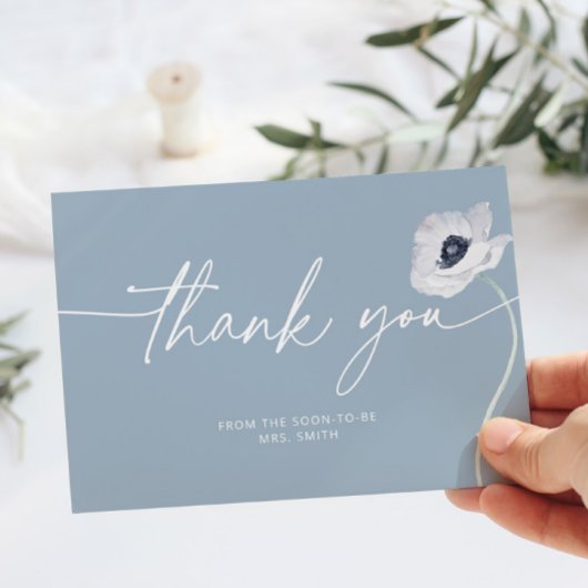 Carte Dusty bleu floral minimaliste mariage merci