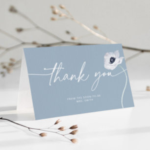 Carte Dusty bleu floral minimaliste mariage merci