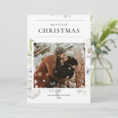 Carte Dusty bleu verdure hiver neige photo de Noël (Debout devant)